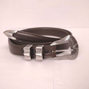 VTG Chacon Men's Genuine Calfskin Leather Size 46 Belt Black Handmade In USA
